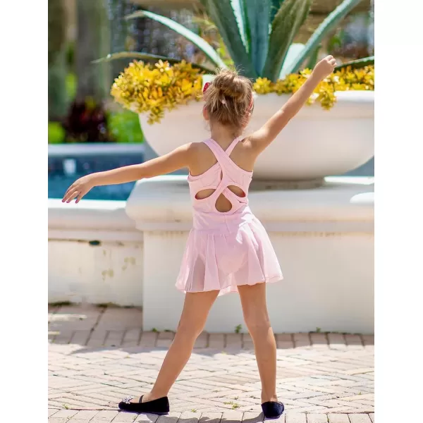 Arshiner Kid Girls Hollow Back Ballet Leotard with Skirt Sleeveless Dance Dresses