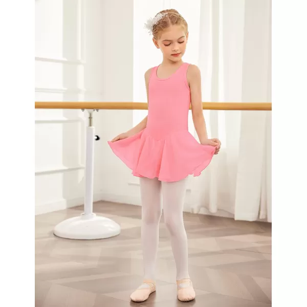 Arshiner Kid Girls Hollow Back Ballet Leotard with Skirt Sleeveless Dance Dresses