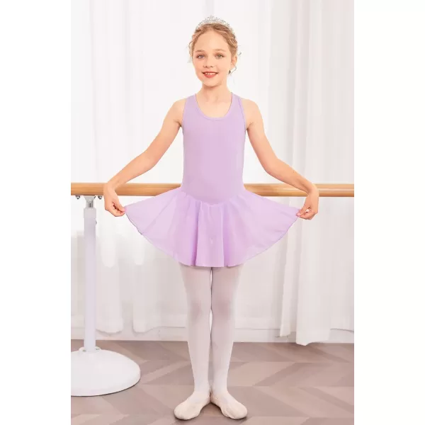 Arshiner Kid Girls Hollow Back Ballet Leotard with Skirt Sleeveless Dance Dresses