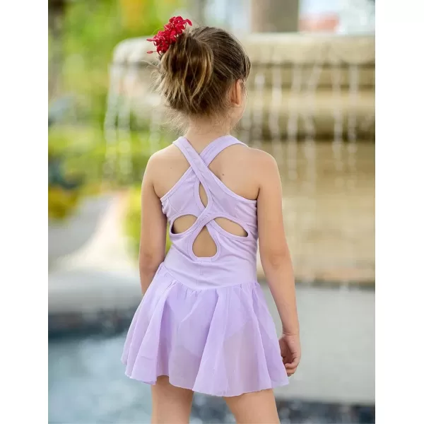 Arshiner Kid Girls Hollow Back Ballet Leotard with Skirt Sleeveless Dance Dresses
