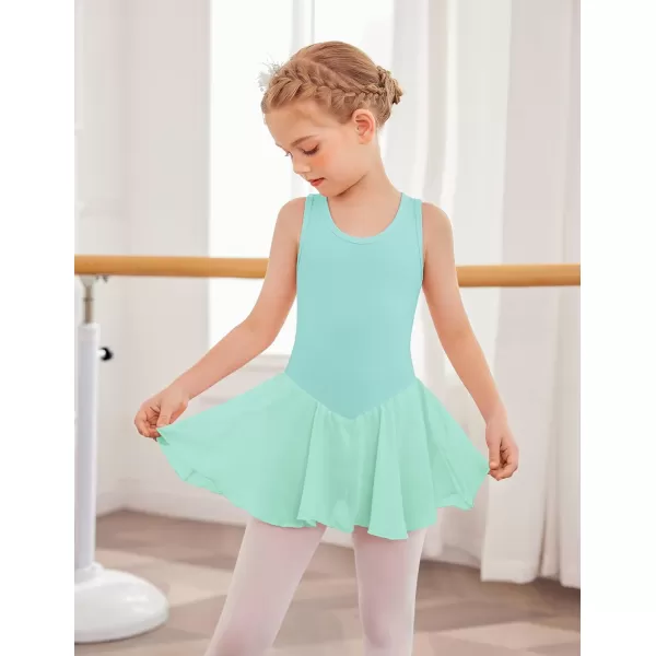 Arshiner Kid Girls Hollow Back Ballet Leotard with Skirt Sleeveless Dance Dresses