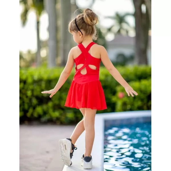 Arshiner Kid Girls Hollow Back Ballet Leotard with Skirt Sleeveless Dance Dresses