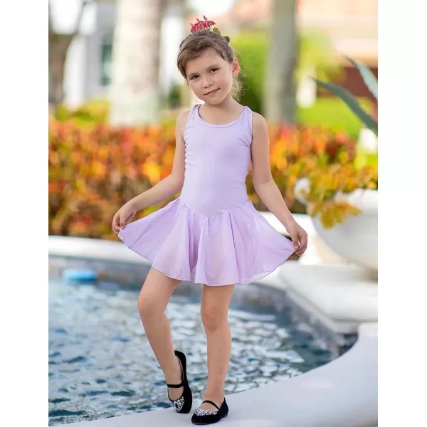 Arshiner Kid Girls Hollow Back Ballet Leotard with Skirt Sleeveless Dance Dresses