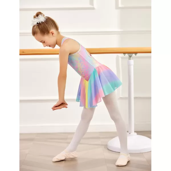 Arshiner Kid Girls Hollow Back Ballet Leotard with Skirt Sleeveless Dance Dresses