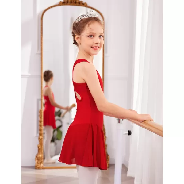 Arshiner Kid Girls Hollow Back Ballet Leotard with Skirt Sleeveless Dance Dresses