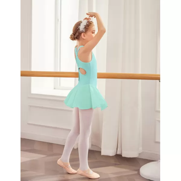 Arshiner Kid Girls Hollow Back Ballet Leotard with Skirt Sleeveless Dance Dresses