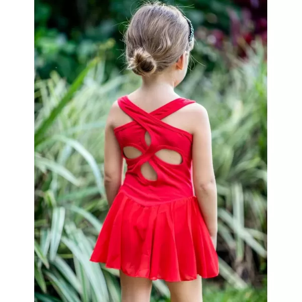 Arshiner Kid Girls Hollow Back Ballet Leotard with Skirt Sleeveless Dance Dresses