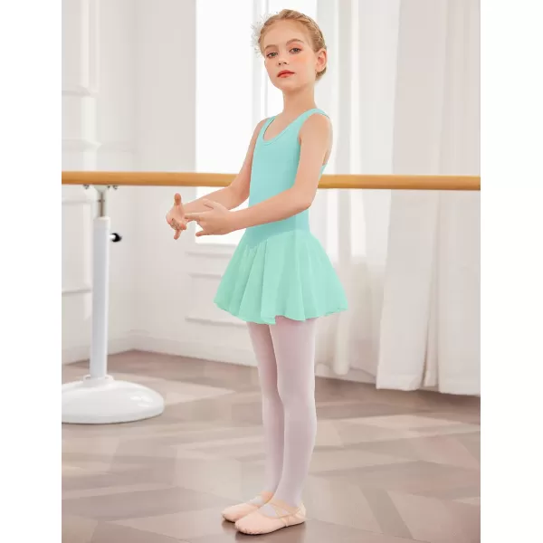 Arshiner Kid Girls Hollow Back Ballet Leotard with Skirt Sleeveless Dance Dresses