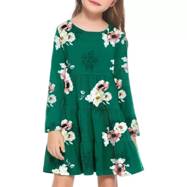 Arshiner Girl Long Sleeve Dress Tiered Ruffle Swing Tunic Shirt Dress
