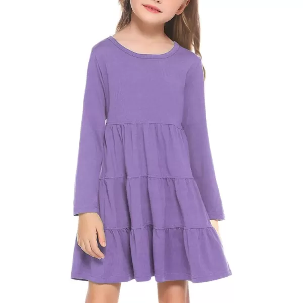 Arshiner Girl Long Sleeve Dress Tiered Ruffle Swing Tunic Shirt Dress