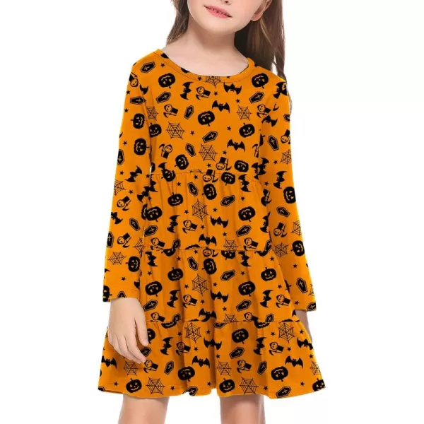 Arshiner Girl Long Sleeve Dress Tiered Ruffle Swing Tunic Shirt Dress