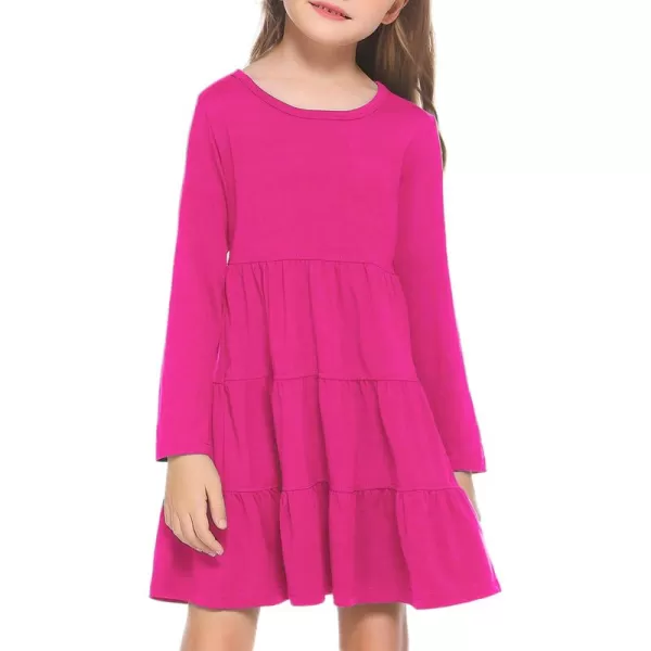 Arshiner Girl Long Sleeve Dress Tiered Ruffle Swing Tunic Shirt Dress