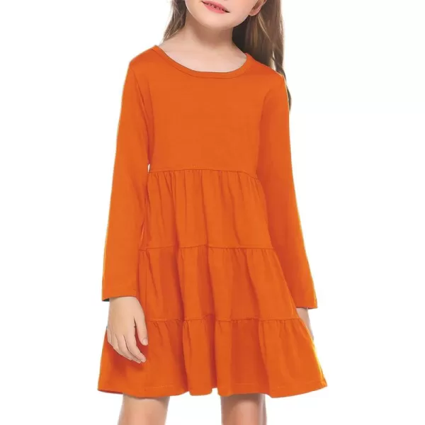 Arshiner Girl Long Sleeve Dress Tiered Ruffle Swing Tunic Shirt Dress