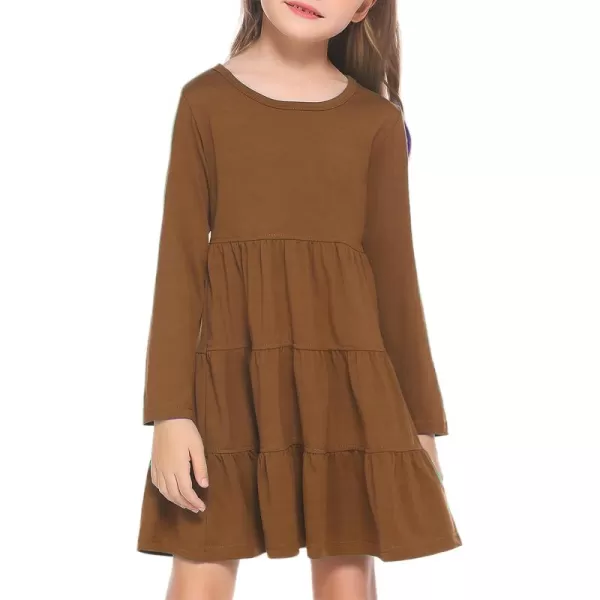 Arshiner Girl Long Sleeve Dress Tiered Ruffle Swing Tunic Shirt Dress