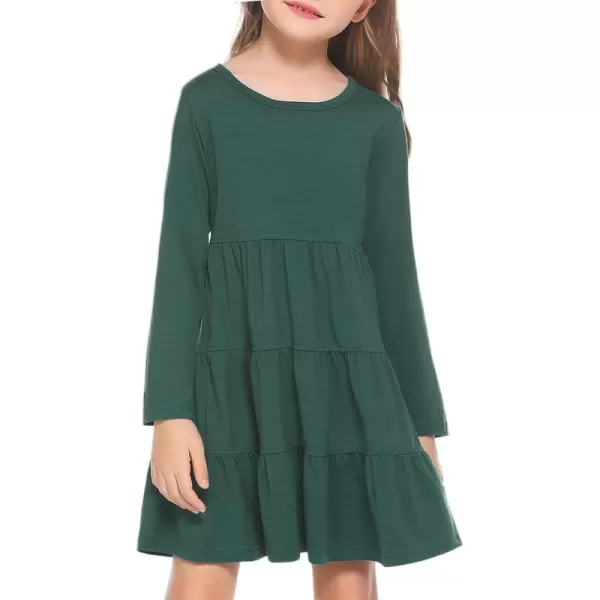 Arshiner Girl Long Sleeve Dress Tiered Ruffle Swing Tunic Shirt Dress