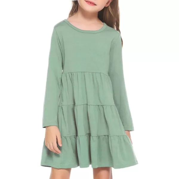 Arshiner Girl Long Sleeve Dress Tiered Ruffle Swing Tunic Shirt Dress