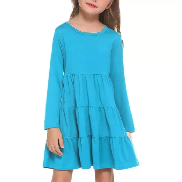 Arshiner Girl Long Sleeve Dress Tiered Ruffle Swing Tunic Shirt Dress