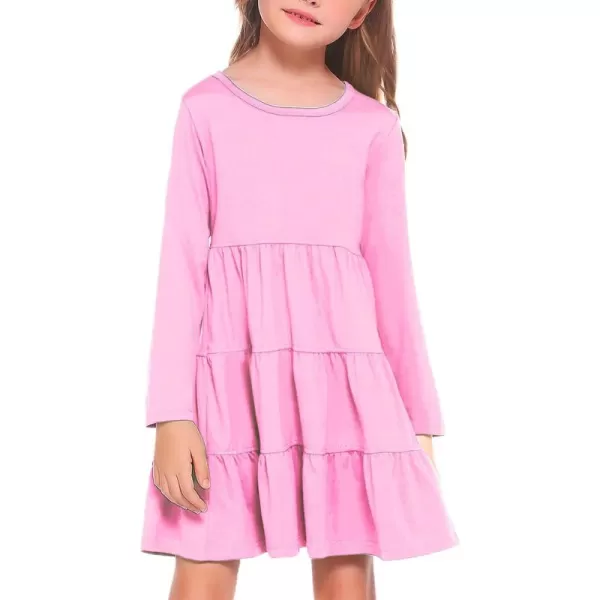 Arshiner Girl Long Sleeve Dress Tiered Ruffle Swing Tunic Shirt Dress