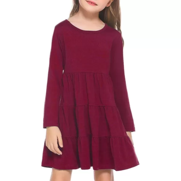 Arshiner Girl Long Sleeve Dress Tiered Ruffle Swing Tunic Shirt Dress