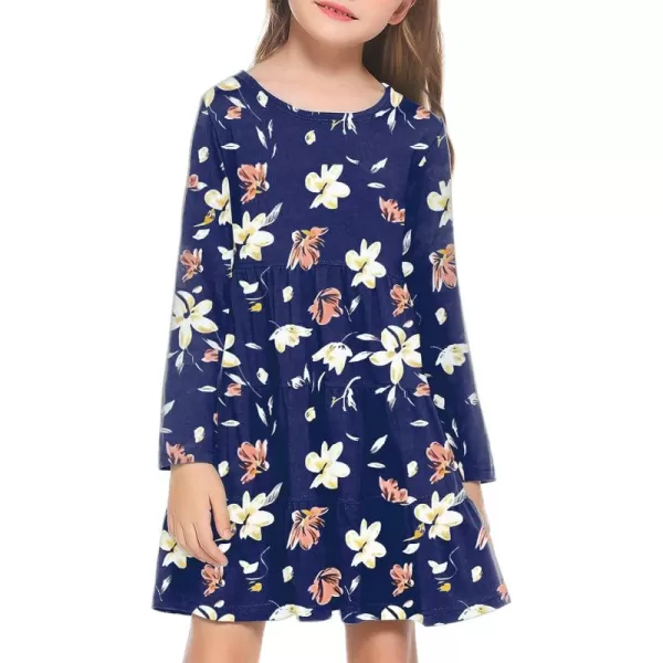Arshiner Girl Long Sleeve Dress Tiered Ruffle Swing Tunic Shirt Dress