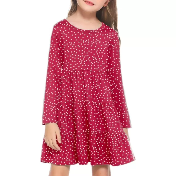 Arshiner Girl Long Sleeve Dress Tiered Ruffle Swing Tunic Shirt Dress