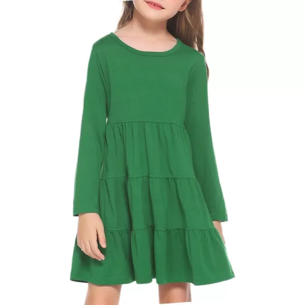 Arshiner Girl Long Sleeve Dress Tiered Ruffle Swing Tunic Shirt Dress