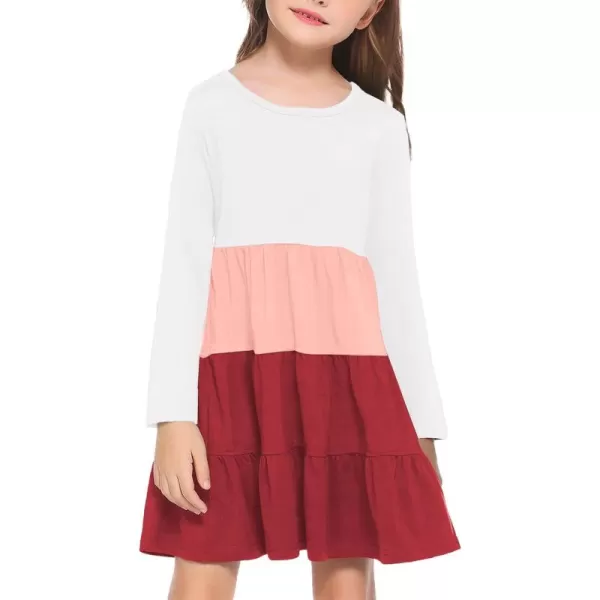 Arshiner Girl Long Sleeve Dress Tiered Ruffle Swing Tunic Shirt Dress