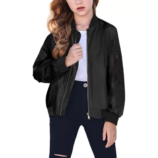 Arshiner Girls Bomber Jacket Casual Coat Zip Up Outerwear with Pockets for 4-12 Years