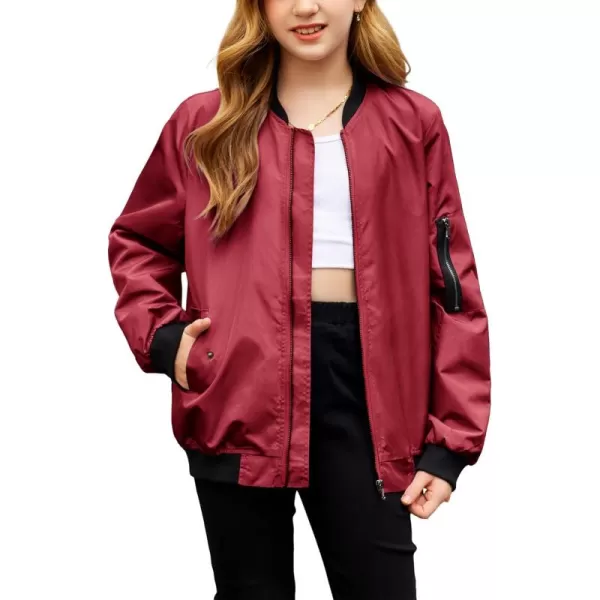Arshiner Girls Bomber Jacket Casual Coat Zip Up Outerwear with Pockets for 4-12 Years