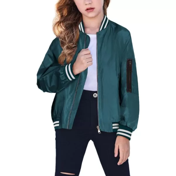 Arshiner Girls Bomber Jacket Casual Coat Zip Up Outerwear with Pockets for 4-12 Years
