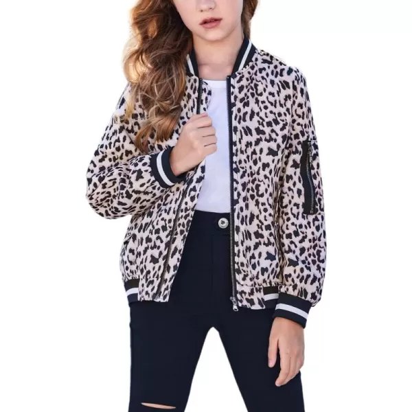 Arshiner Girls Bomber Jacket Casual Coat Zip Up Outerwear with Pockets for 4-12 Years