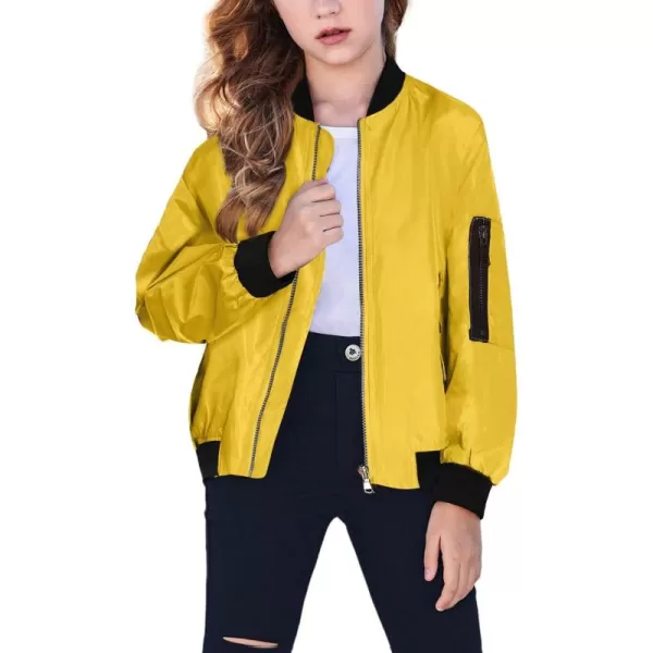 Arshiner Girls Bomber Jacket Casual Coat Zip Up Outerwear with Pockets for 4-12 Years