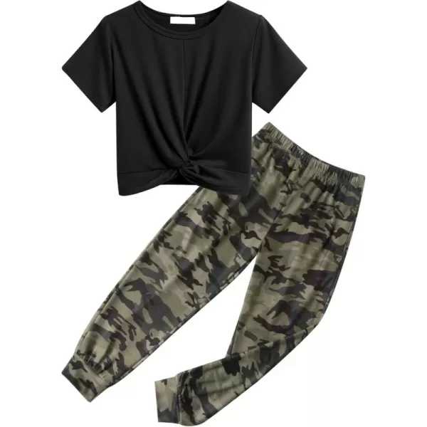 Arshiner Girls Clothing Sets Tie Dye Twist Front Tops &amp; Sweatpants Outfits Sportwear Sweatsuits Tracksuits 4-13 Year
