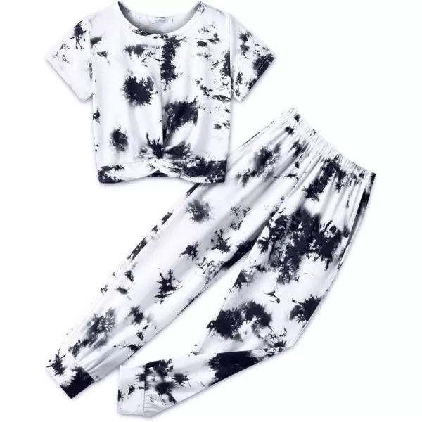 Arshiner Girls Clothing Sets Tie Dye Twist Front Tops &amp; Sweatpants Outfits Sportwear Sweatsuits Tracksuits 4-13 Year