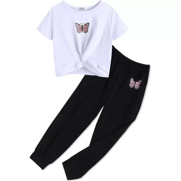 Arshiner Girls Clothing Sets Tie Dye Twist Front Tops &amp; Sweatpants Outfits Sportwear Sweatsuits Tracksuits 4-13 Year