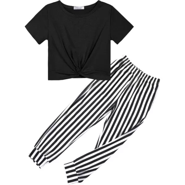 Arshiner Girls Clothing Sets Tie Dye Twist Front Tops &amp; Sweatpants Outfits Sportwear Sweatsuits Tracksuits 4-13 Year