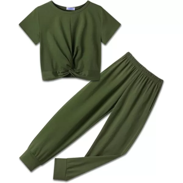 Arshiner Girls Clothing Sets Tie Dye Twist Front Tops &amp; Sweatpants Outfits Sportwear Sweatsuits Tracksuits 4-13 Year