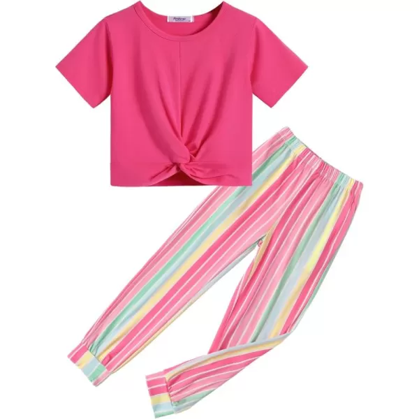 Arshiner Girls Clothing Sets Tie Dye Twist Front Tops &amp; Sweatpants Outfits Sportwear Sweatsuits Tracksuits 4-13 Year