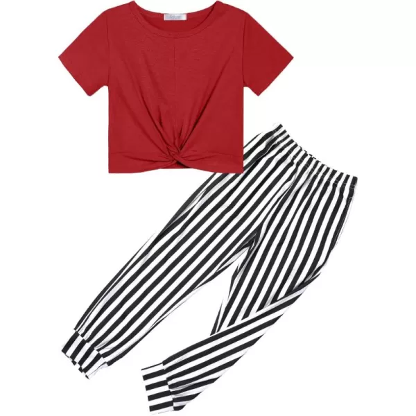 Arshiner Girls Clothing Sets Tie Dye Twist Front Tops &amp; Sweatpants Outfits Sportwear Sweatsuits Tracksuits 4-13 Year