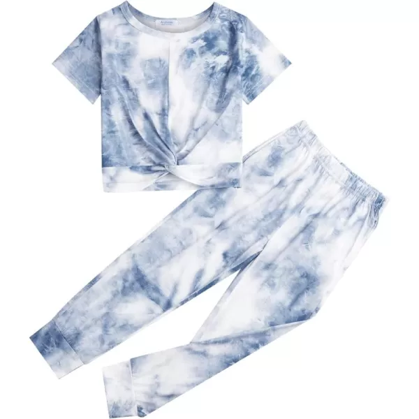 Arshiner Girls Clothing Sets Tie Dye Twist Front Tops &amp; Sweatpants Outfits Sportwear Sweatsuits Tracksuits 4-13 Year