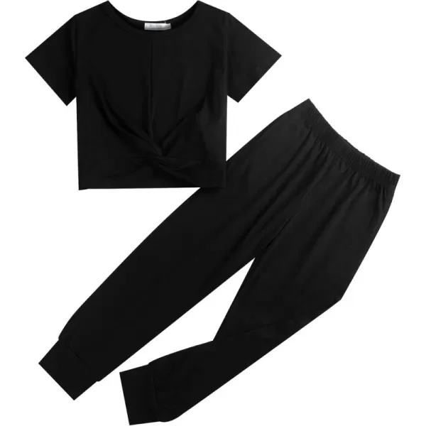 Arshiner Girls Clothing Sets Tie Dye Twist Front Tops &amp; Sweatpants Outfits Sportwear Sweatsuits Tracksuits 4-13 Year