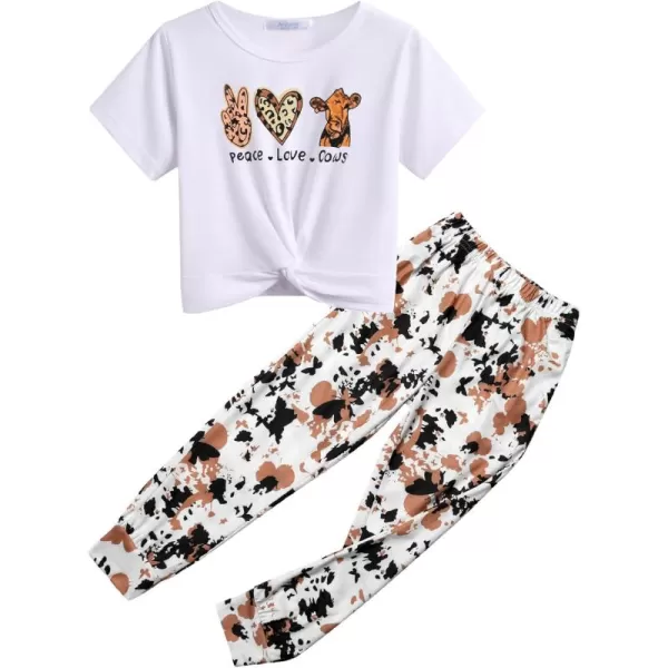 Arshiner Girls Clothing Sets Tie Dye Twist Front Tops &amp; Sweatpants Outfits Sportwear Sweatsuits Tracksuits 4-13 Year