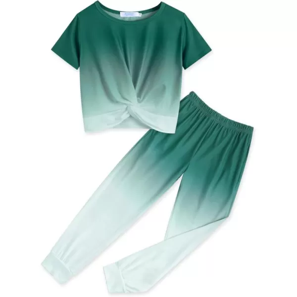 Arshiner Girls Clothing Sets Tie Dye Twist Front Tops &amp; Sweatpants Outfits Sportwear Sweatsuits Tracksuits 4-13 Year