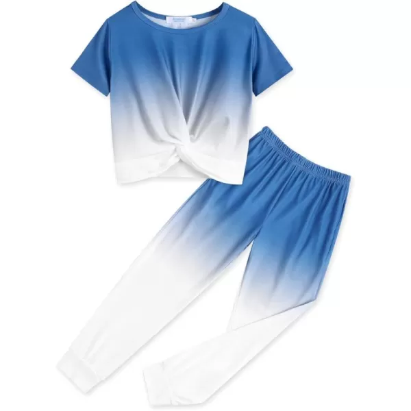 Arshiner Girls Clothing Sets Tie Dye Twist Front Tops &amp; Sweatpants Outfits Sportwear Sweatsuits Tracksuits 4-13 Year