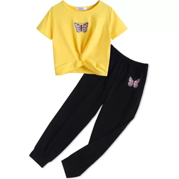 Arshiner Girls Clothing Sets Tie Dye Twist Front Tops &amp; Sweatpants Outfits Sportwear Sweatsuits Tracksuits 4-13 Year