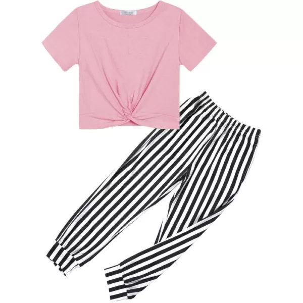 Arshiner Girls Clothing Sets Tie Dye Twist Front Tops &amp; Sweatpants Outfits Sportwear Sweatsuits Tracksuits 4-13 Year