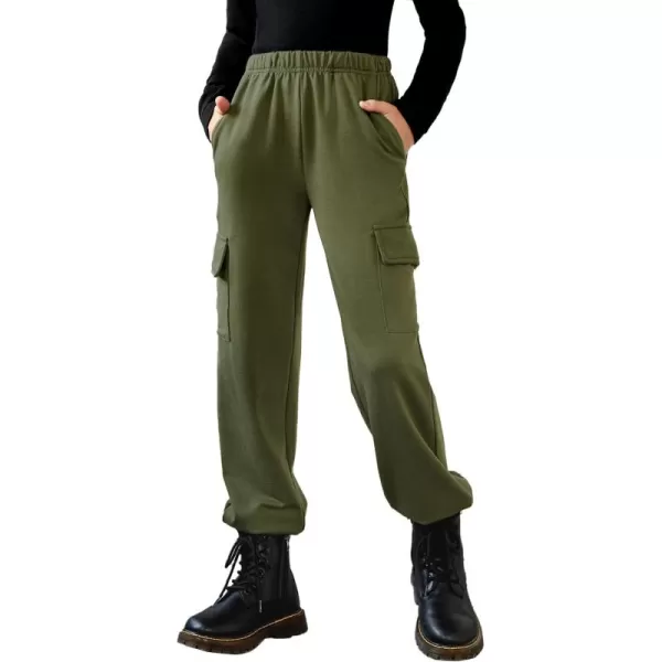 Arshiner Girls Joggers Sweatpants Kids Cargo Loose High Waisted Pants with Pockets 5-16 Years