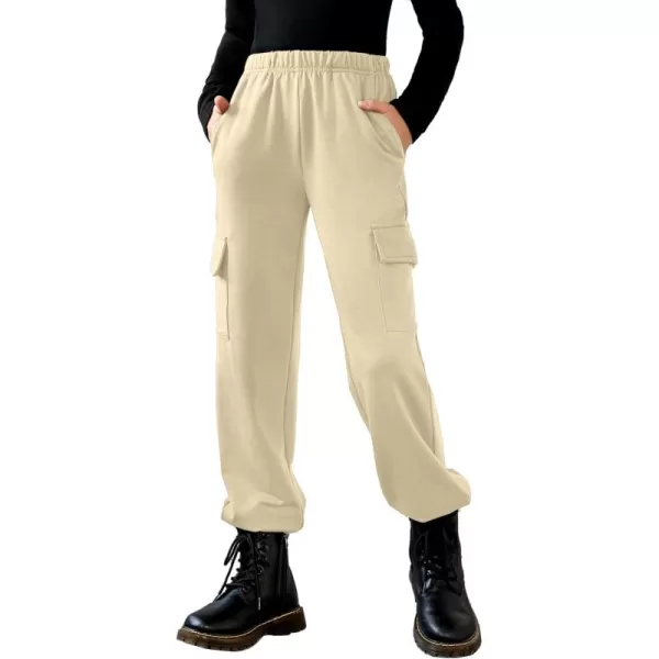 Arshiner Girls Joggers Sweatpants Kids Cargo Loose High Waisted Pants with Pockets 5-16 Years