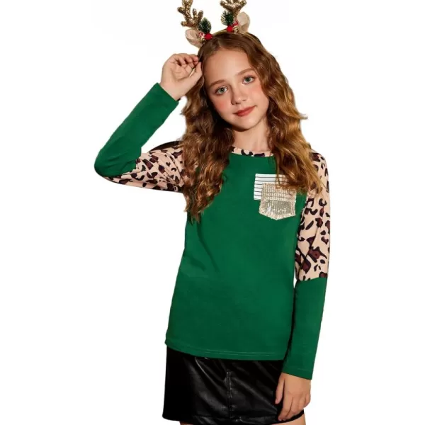 Arshiner Girls Long Sleeve Shirts Color Block Casual Cute Top Tee Blouse with Fashion Pocket