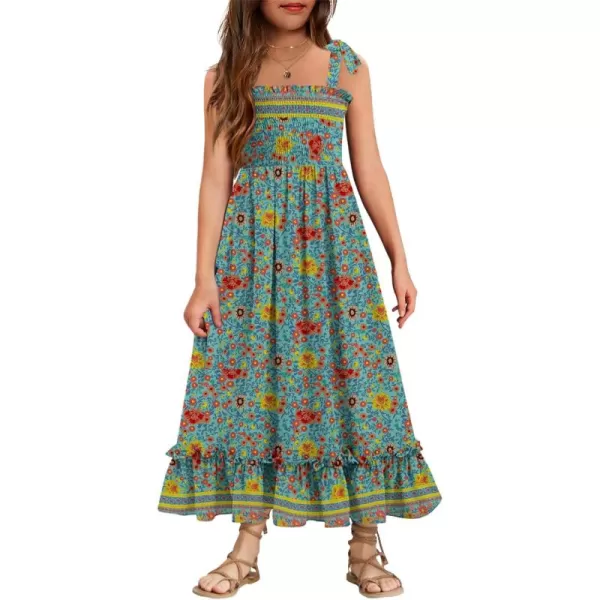Arshiner Girls Summer Dress Boho Beach Casual Smocked Maxi Dresses 6-13 Years